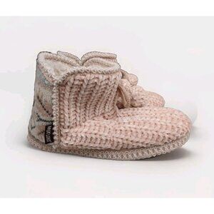 Muk Luks Amira Knit Bootie Slippers Large 9-10 Women’s Pink Gray